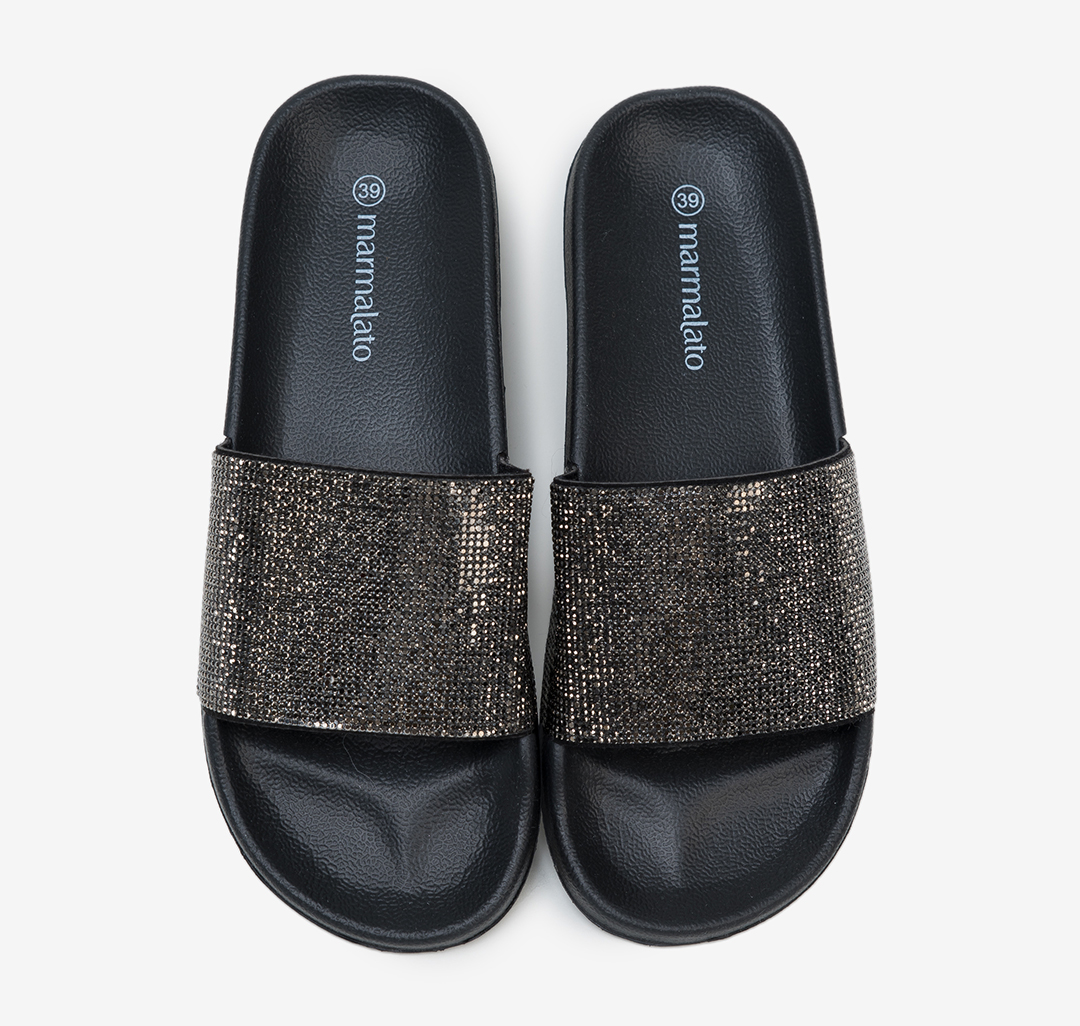 Шлепанцы Мармалато, цвет Черный-серебряный #5