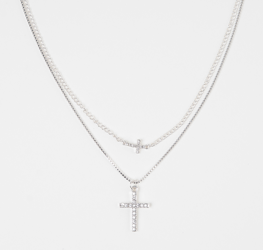 Набор колье (2 шт) Мармалато, цвет Белое серебро-прозрачный #1