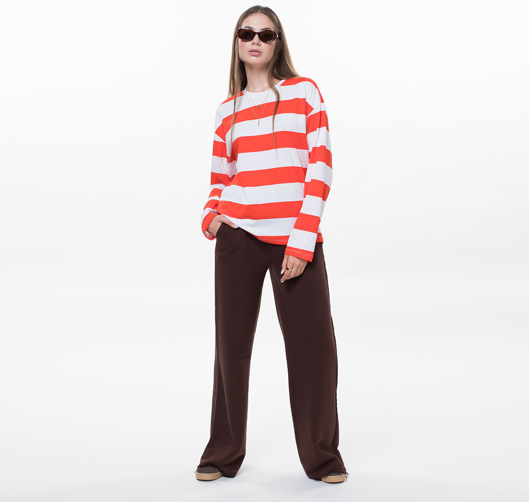 Лонгслив Мармалато, цвет Оранжевый-белый #3