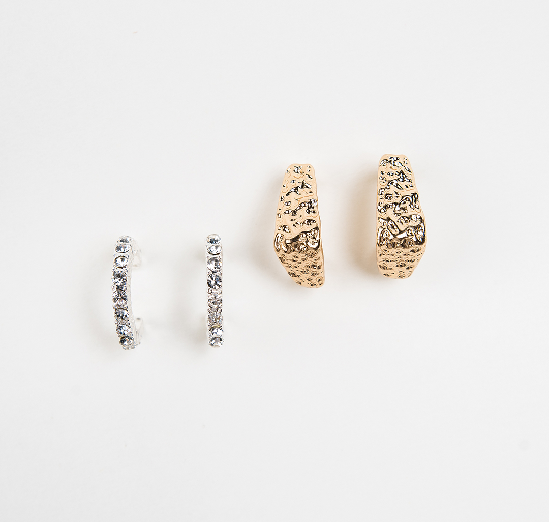 Набор серег (2 пары) Мармалато, цвет Золото-белое серебро-прозрачный #1