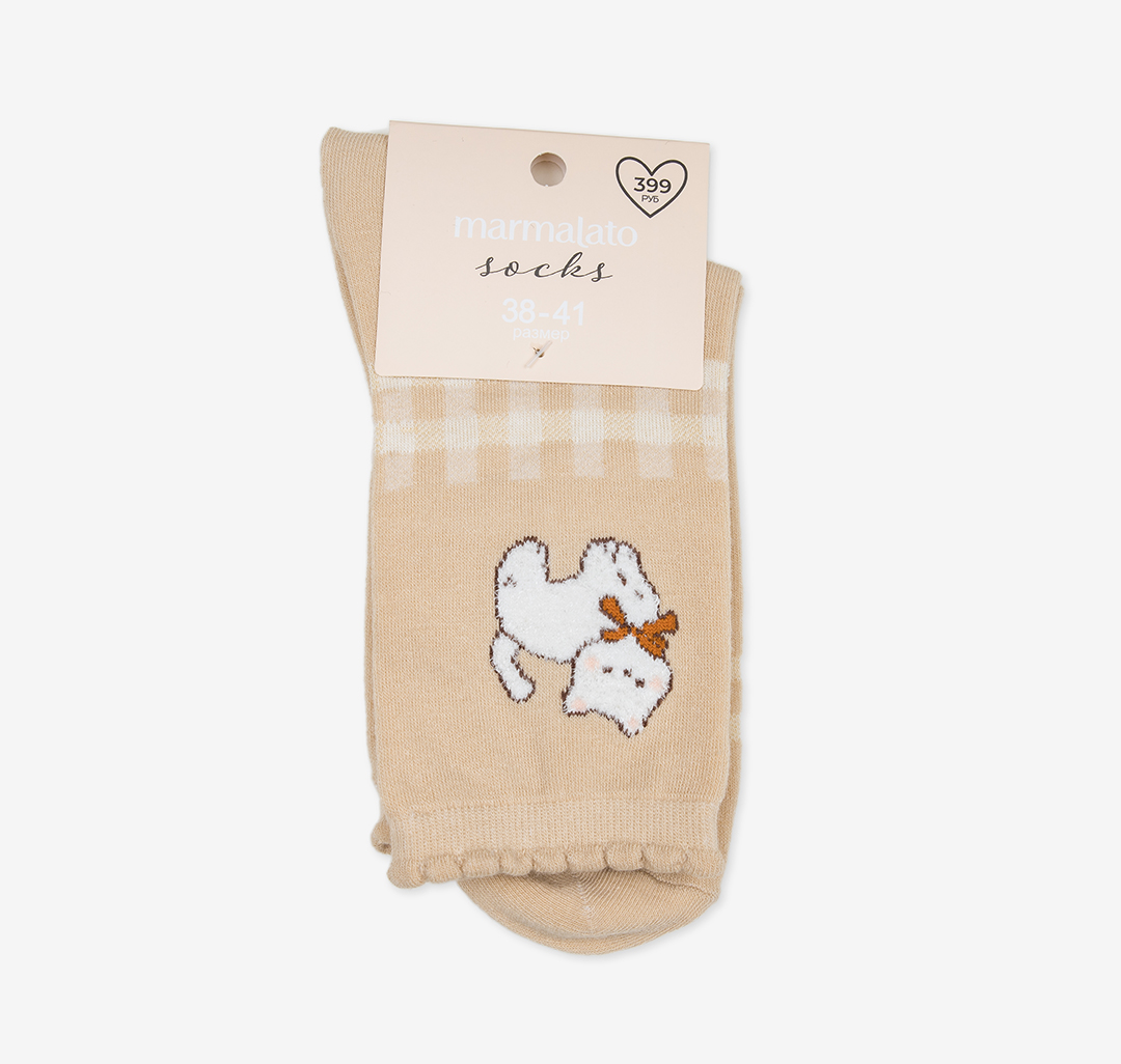 Носки (1 пара) Мармалато, цвет Бежевый-молочный-коричневый #5