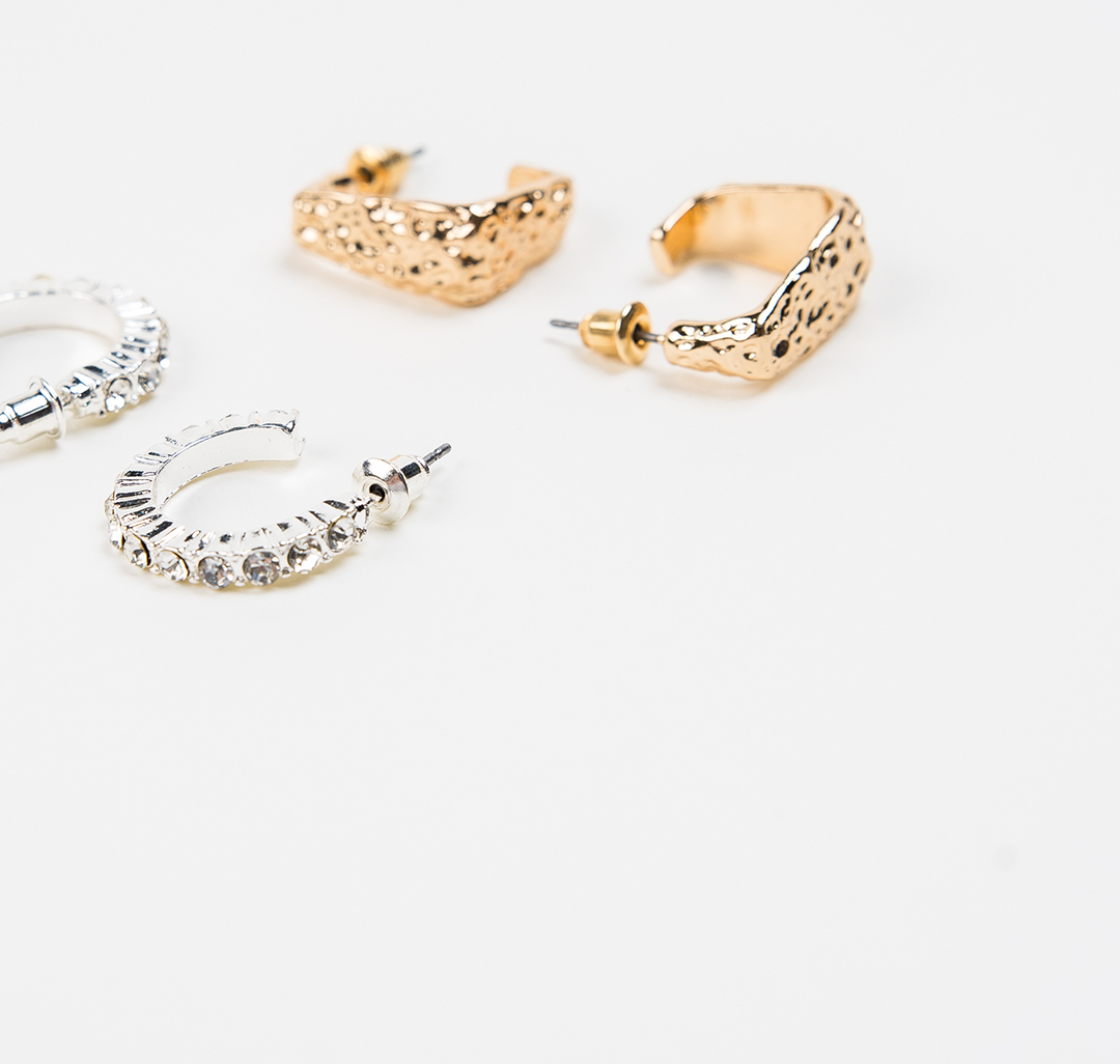 Набор серег (2 пары) Мармалато, цвет Золото-белое серебро-прозрачный #2