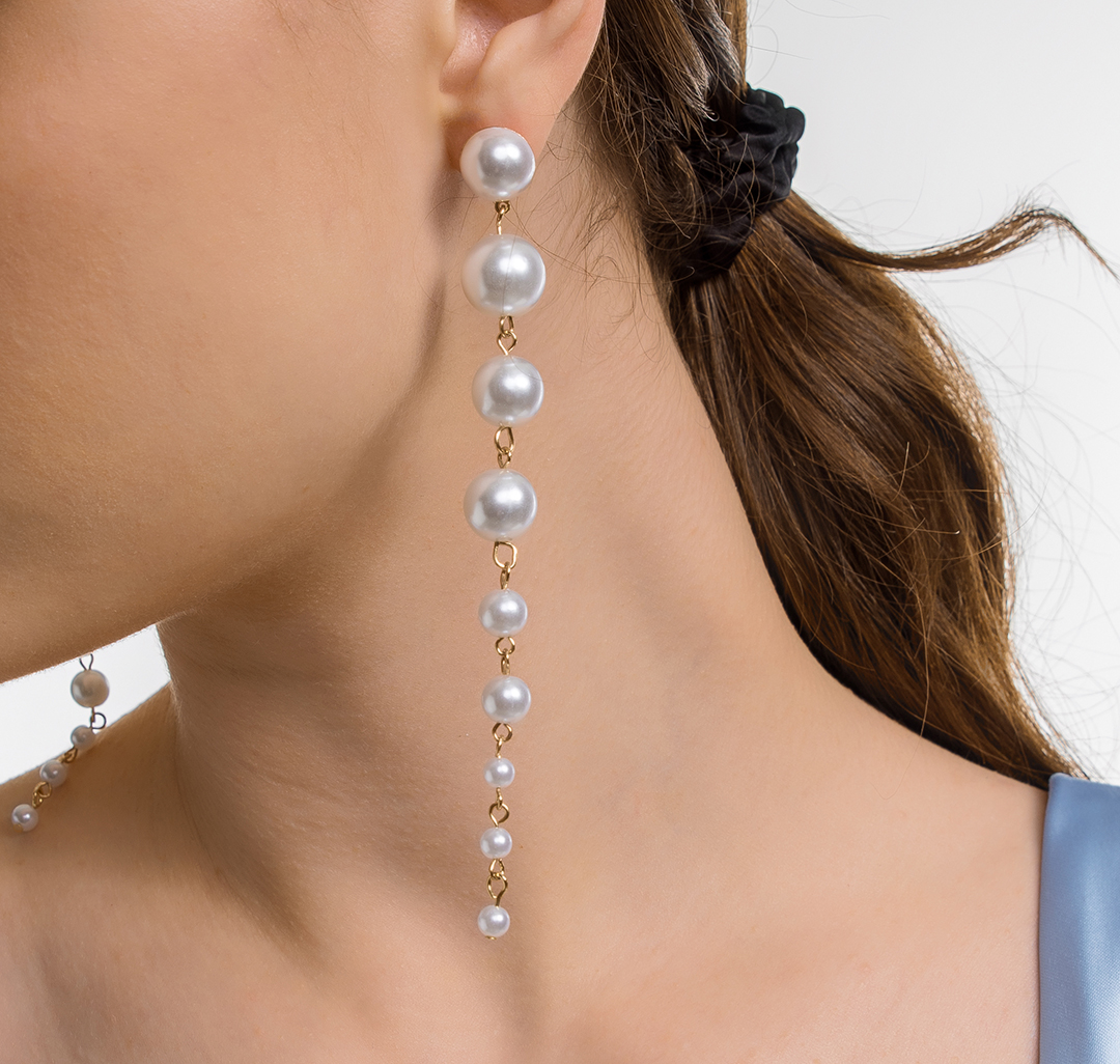 Серьги Мармалато, цвет Жемчуг-золото #4