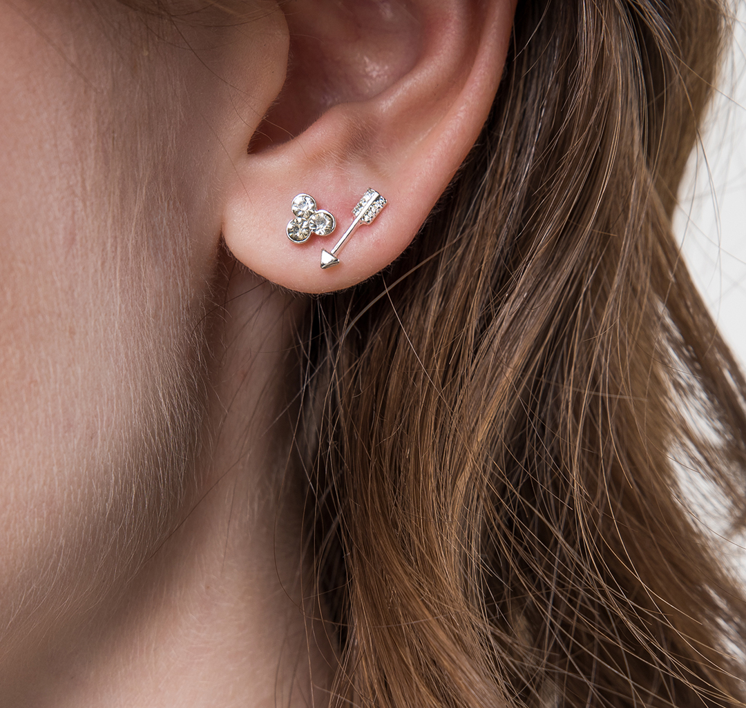 Набор серег (9 пар) Мармалато, цвет Белое серебро-золото-прозрачный #3