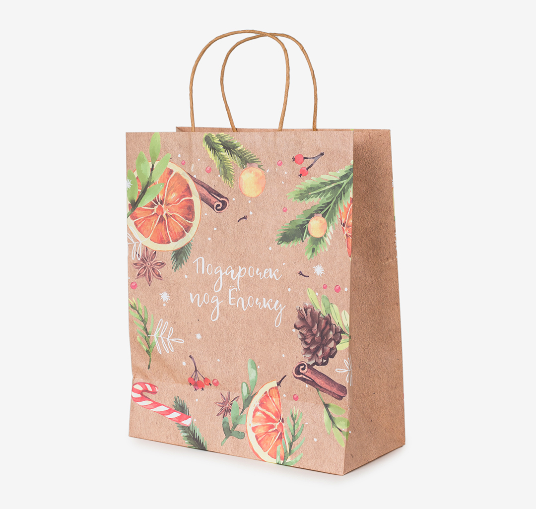 Подарочный пакет Мармалато, цвет Бежевый-зеленый-оранжевый #1
