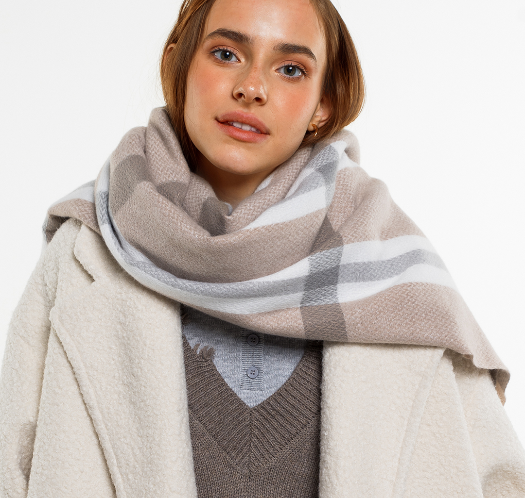 Палантин Мармалато, цвет Бежевый-серый-молочный #2