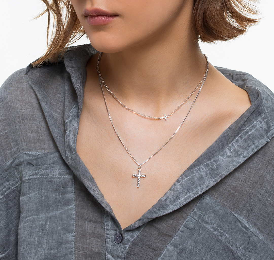 Набор колье (2 шт) Мармалато, цвет Белое серебро-прозрачный #5