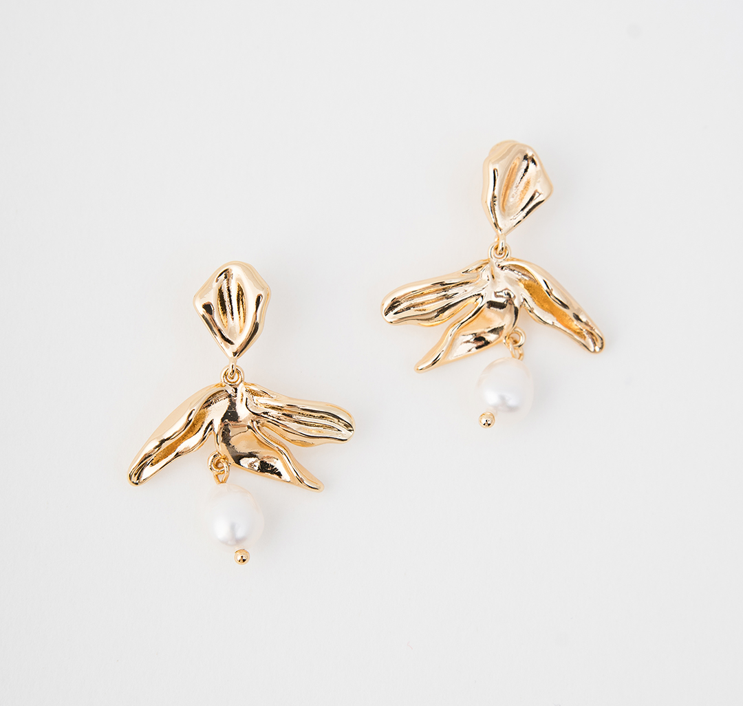 Серьги Мармалато, цвет Золото-жемчуг #1