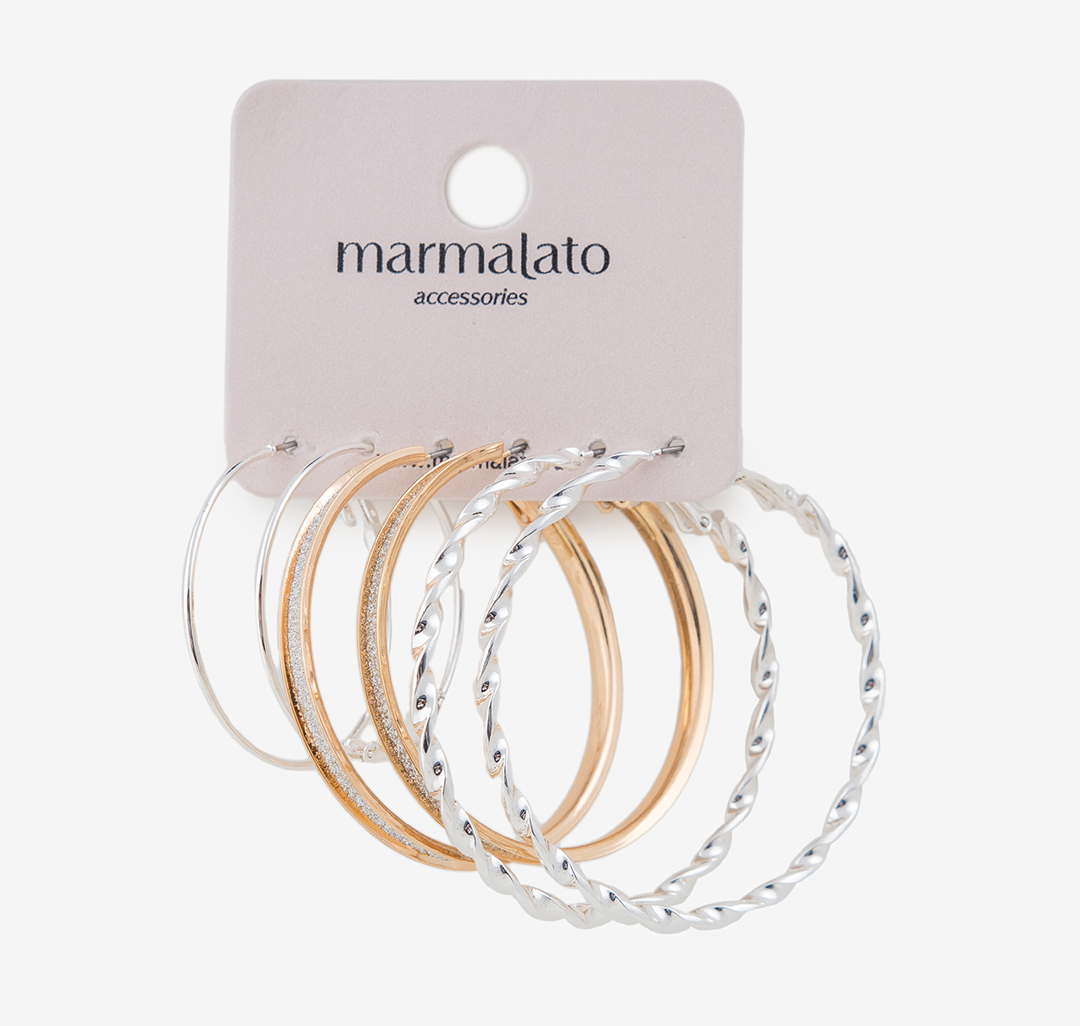Набор серег (3 пары) Мармалато, цвет Золото-белое серебро #1