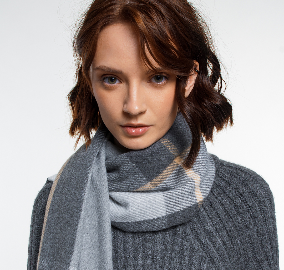 Палантин Мармалато, цвет Серый-бежевый-белый #4