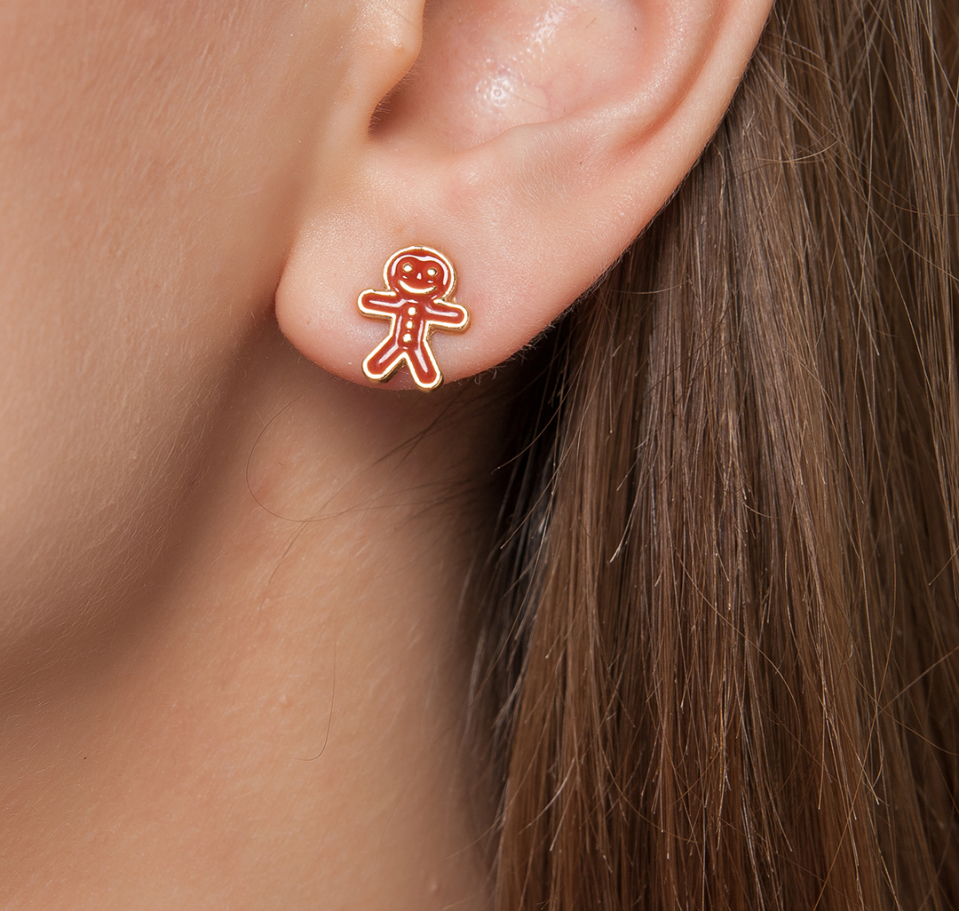 Набор серег (3 пары) Мармалато, цвет Коричневый-белый-золото #3