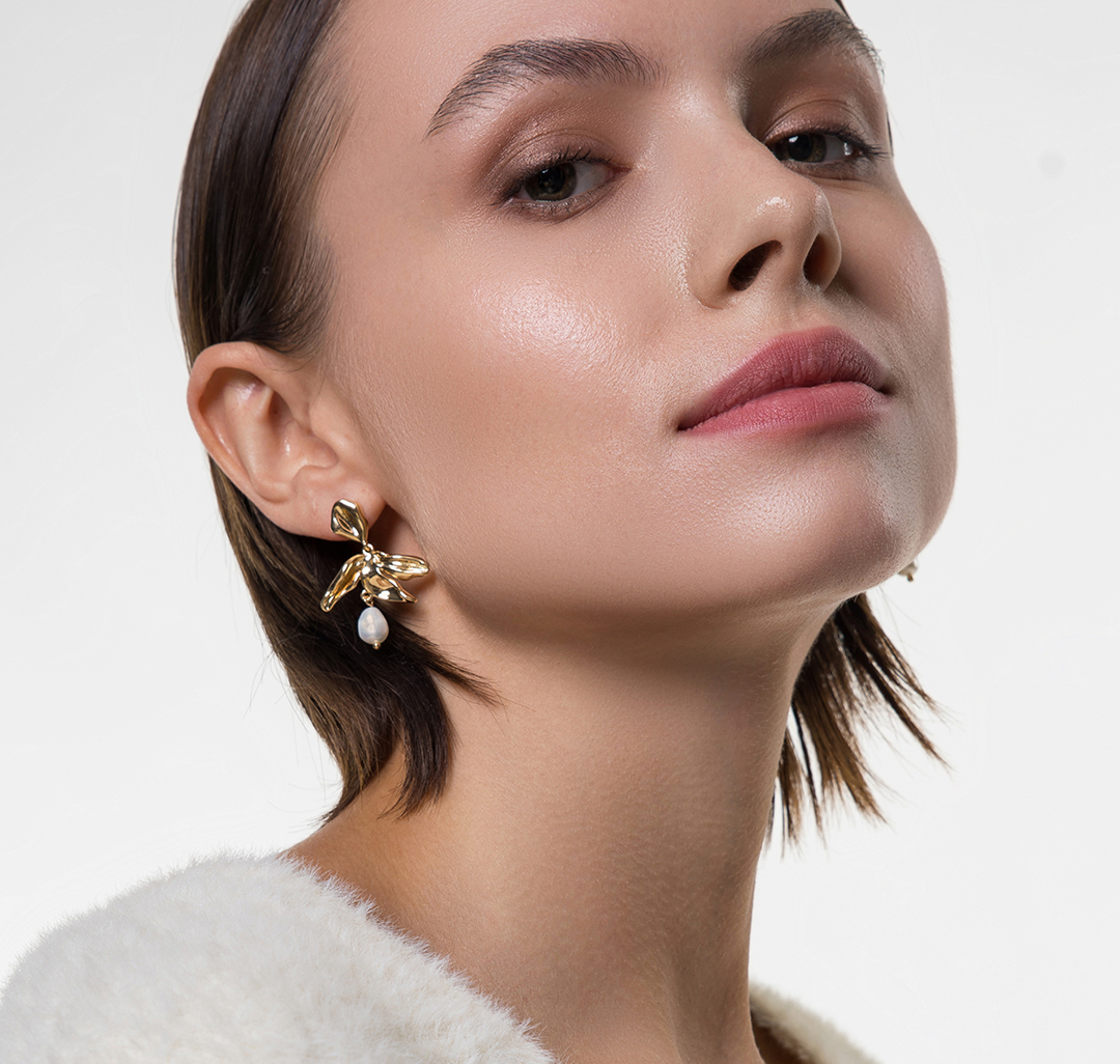 Серьги Мармалато, цвет Золото-жемчуг #4