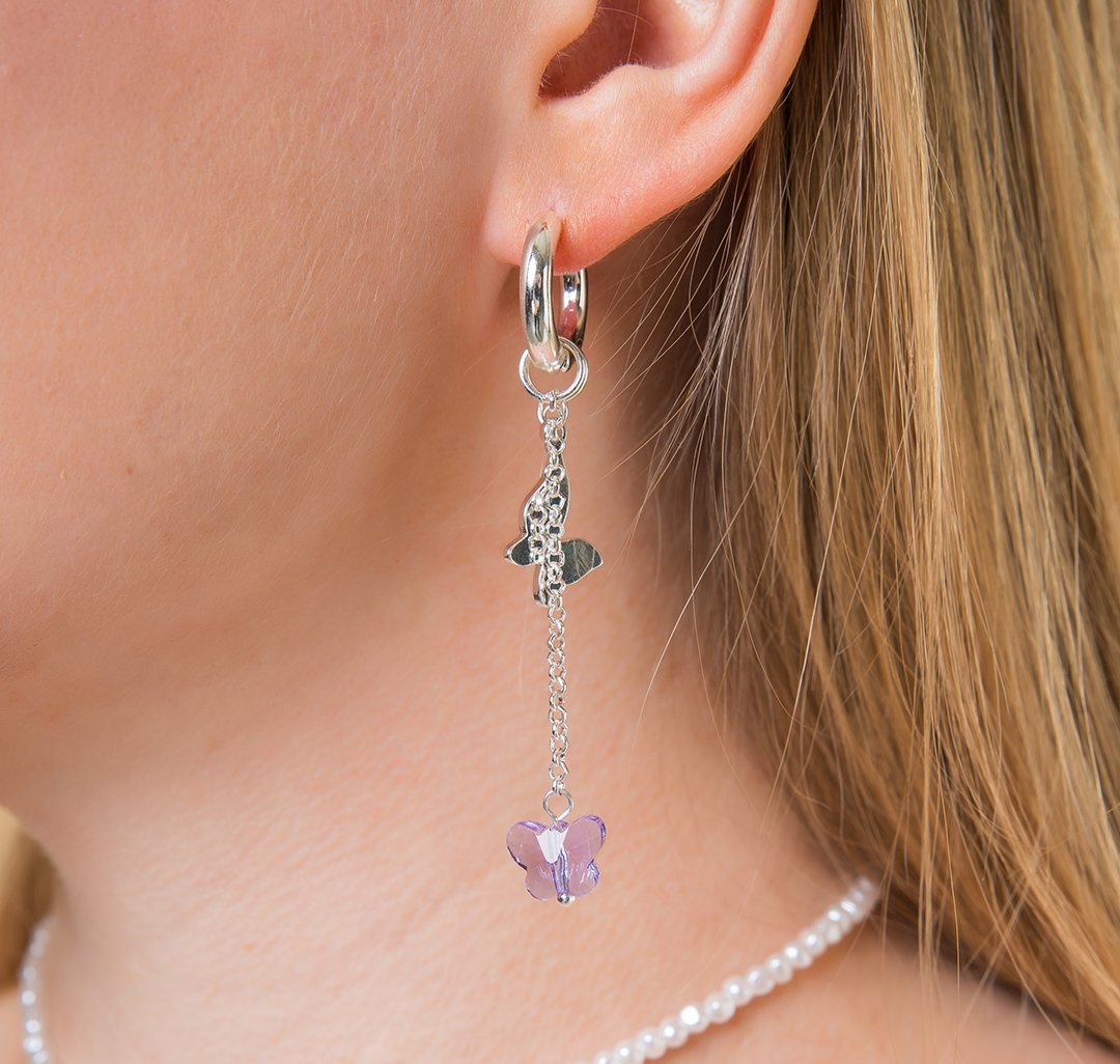 Серьги+подвески (3 шт.) Мармалато, цвет Белое серебро-лиловый #3