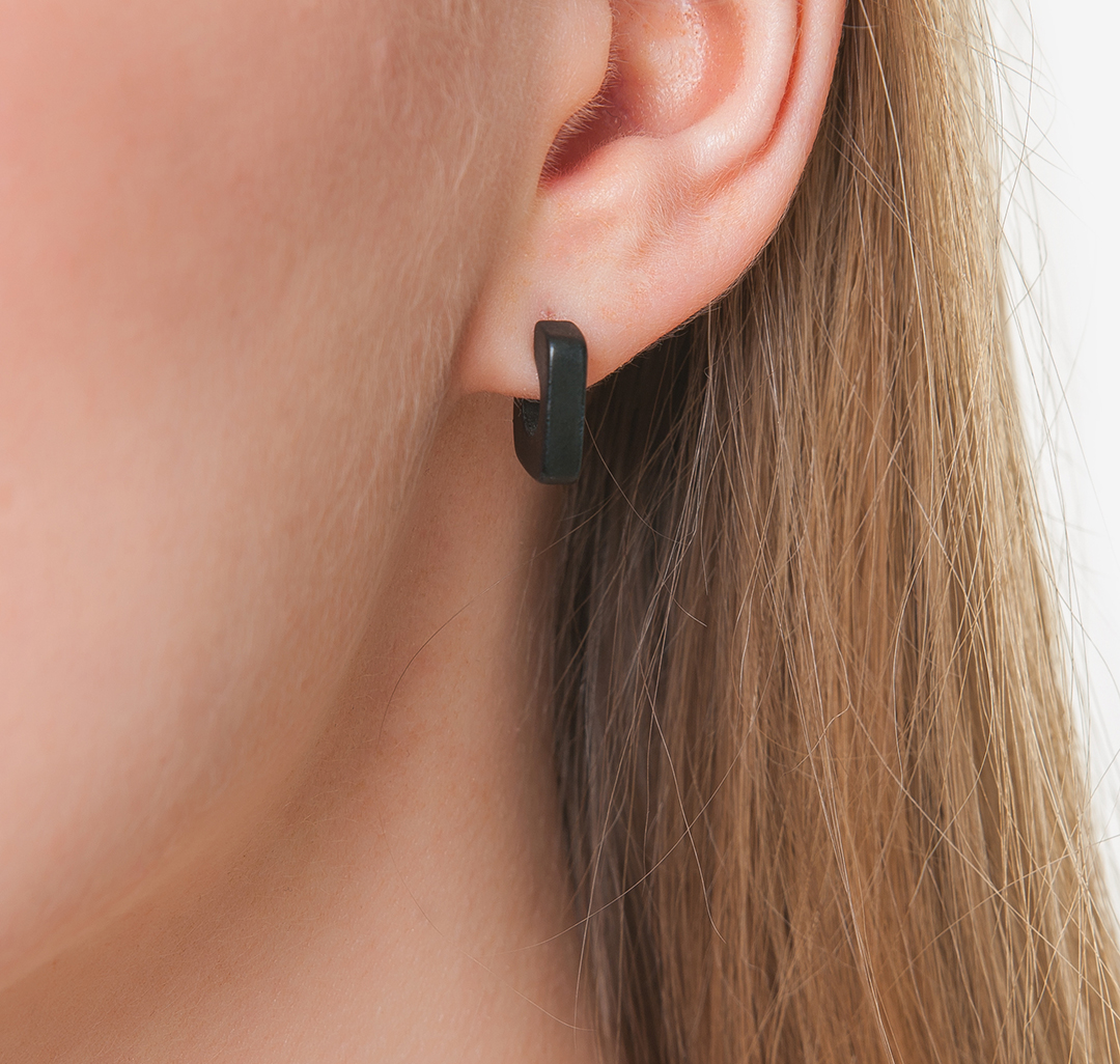 Набор серег (2 пары) Мармалато, цвет Серебро-матовый черный #3