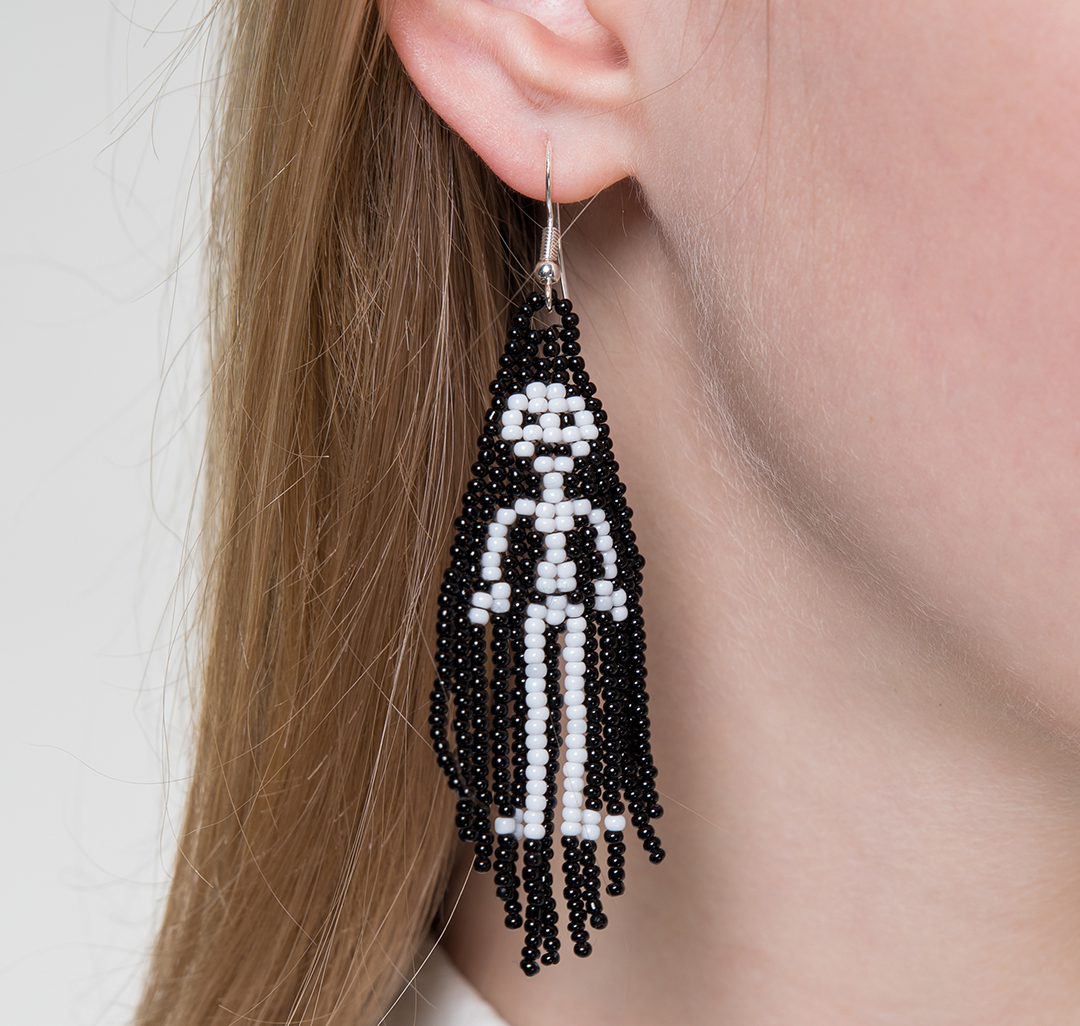 Серьги Мармалато, цвет Черный-белый-белое серебро #3