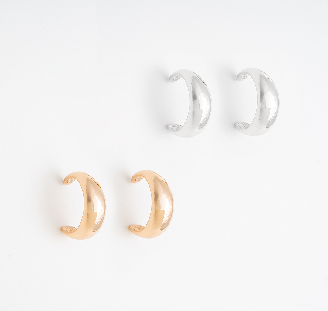 Набор серег (2 пары) Мармалато, цвет Белое серебро-золото-прозрачный #1