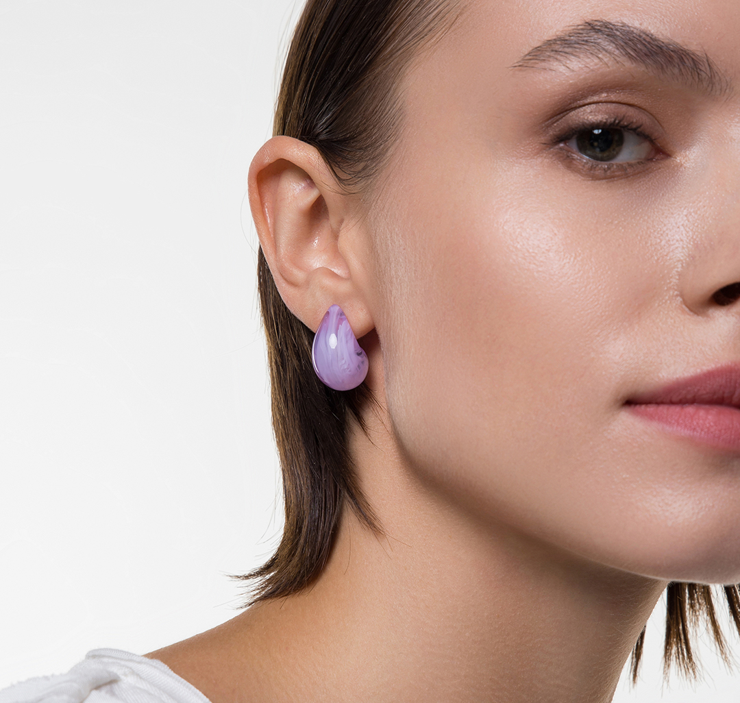 Набор серег (2 пары) Мармалато, цвет Лиловый-белый-прозрачный #4