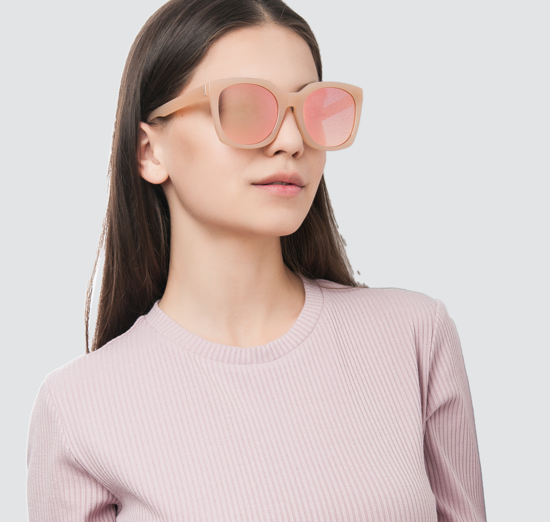 Очки Мармалато, цвет Бежевый-зеркальный розовый #1