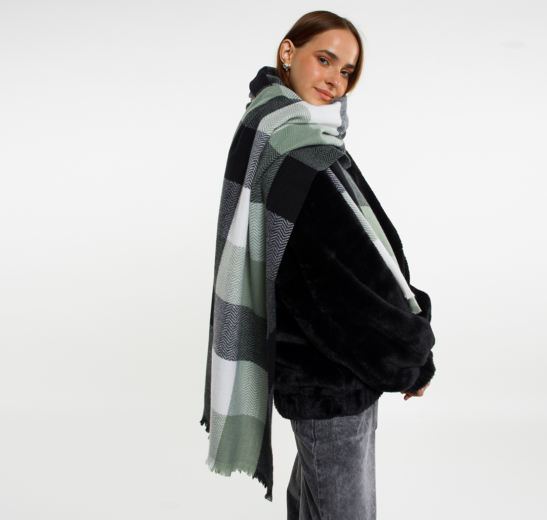 Палантин Мармалато, цвет Мятный-серый-молочный #2