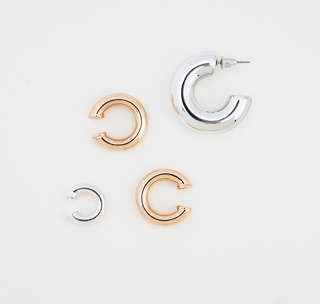 Набор (каффы 3 шт, серьга 1 шт) Мармалато, цвет Золото-белое серебро #1