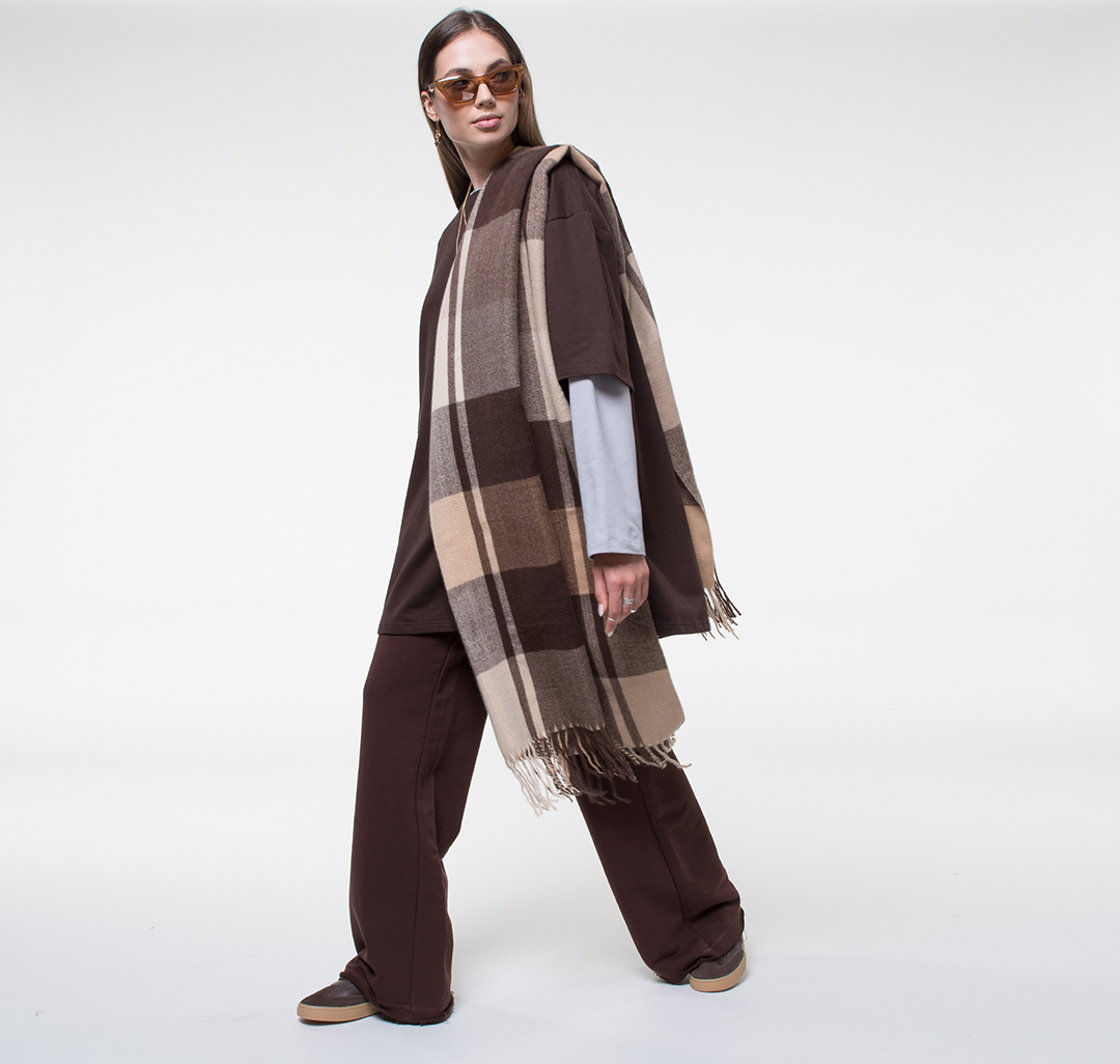 Палантин Мармалато, цвет Бежевый-коричневый #1