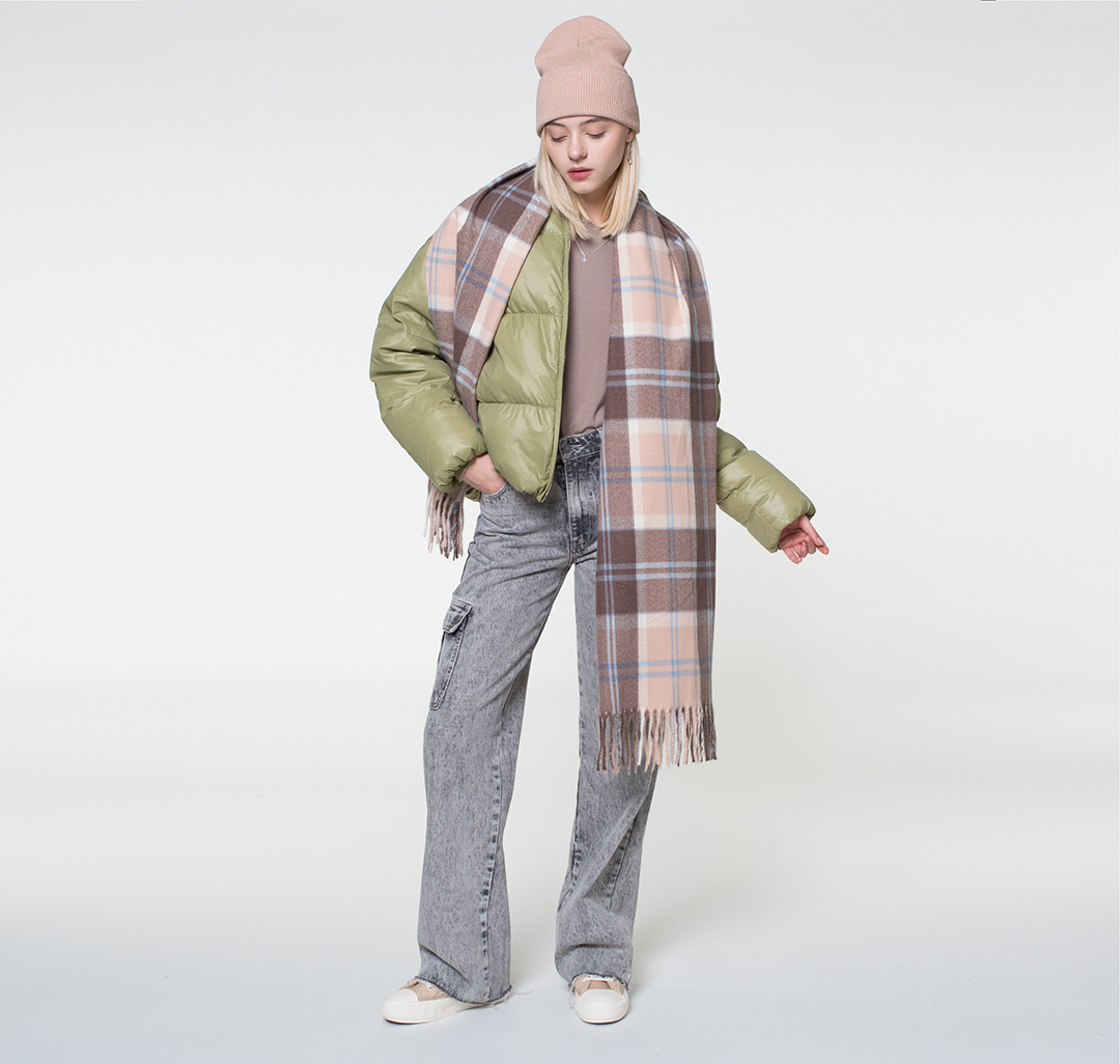 Палантин Мармалато, цвет Коричневый-пудровый-голубой #1