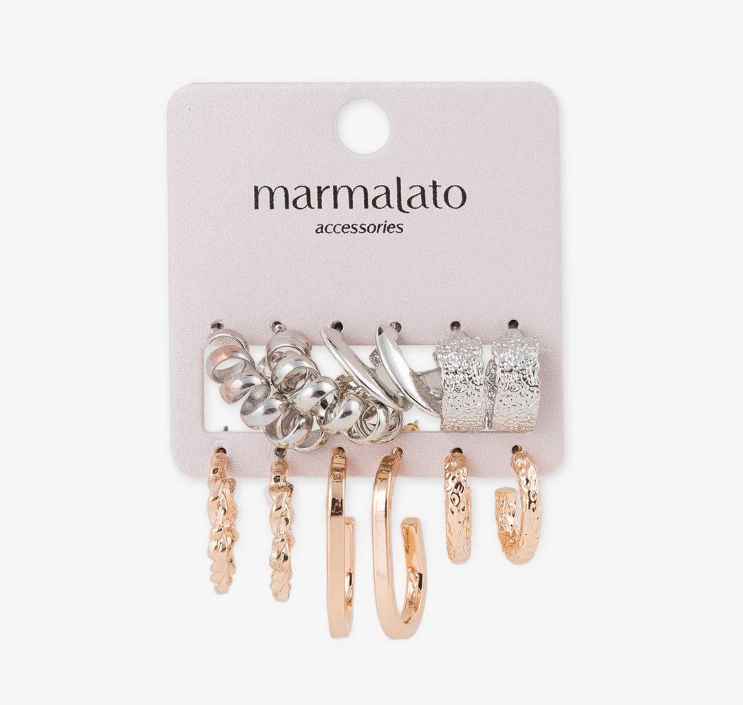 Набор серег (6 пар) Мармалато, цвет Золото-серебро #1