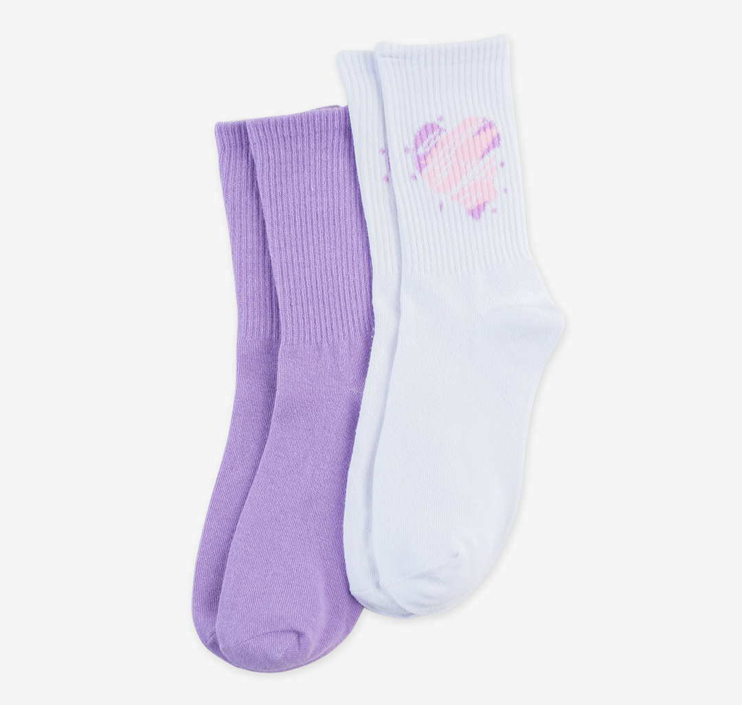 Носки (2 пары) Мармалато, цвет Белый-лиловый-розовый #1