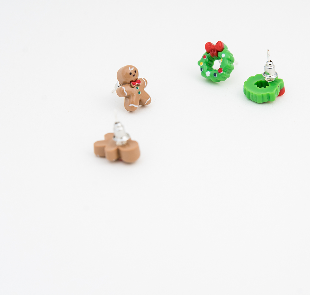 Набор серег (2 пары) Мармалато, цвет Зеленый-коричневый-красный #2