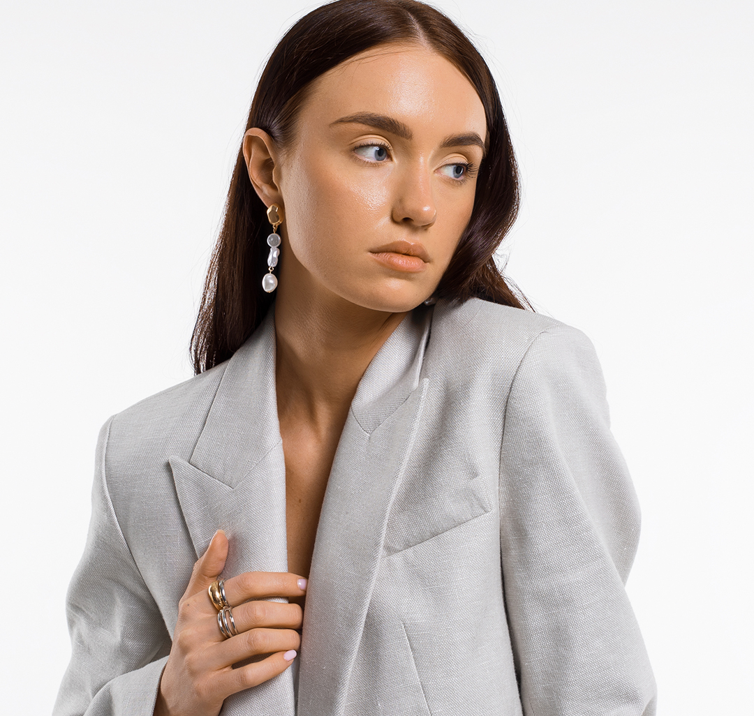 Серьги Мармалато, цвет Жемчуг-золото #3