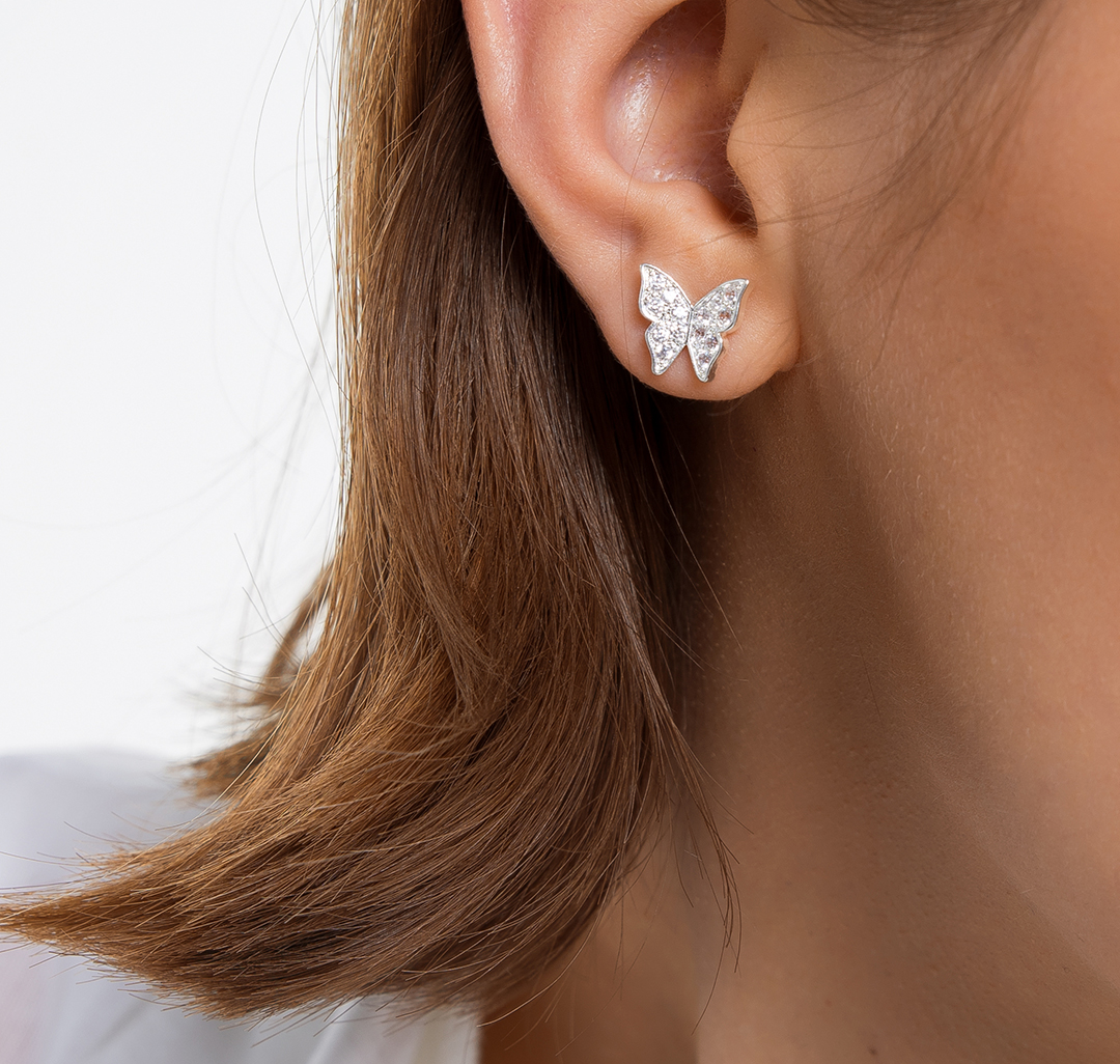 Набор (серьги 1 шт, кафф 1 шт) Мармалато, цвет Прозрачный-белое серебро #4