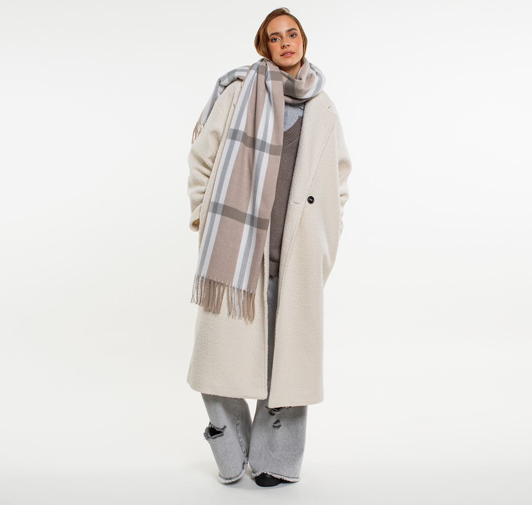 Палантин Мармалато, цвет Бежевый-серый-молочный #1