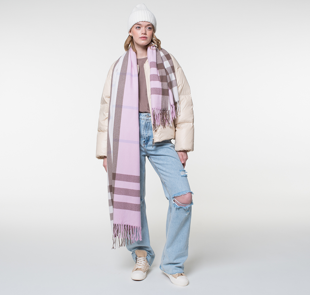 Палантин Мармалато, цвет Розовый-бежевый-голубой #1