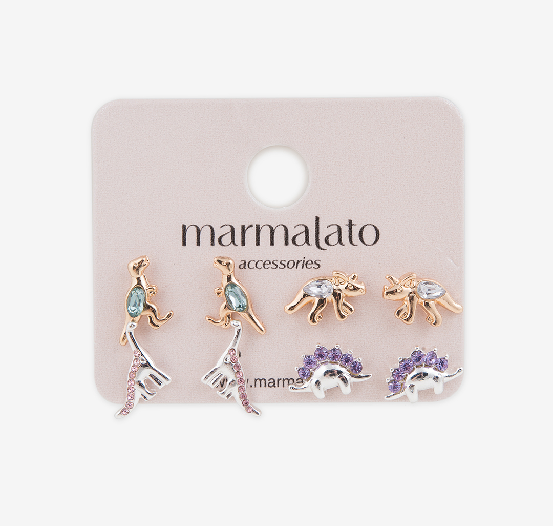 Набор серег (4 пары) Мармалато, цвет Белое серебро-золото-мультиколор #1
