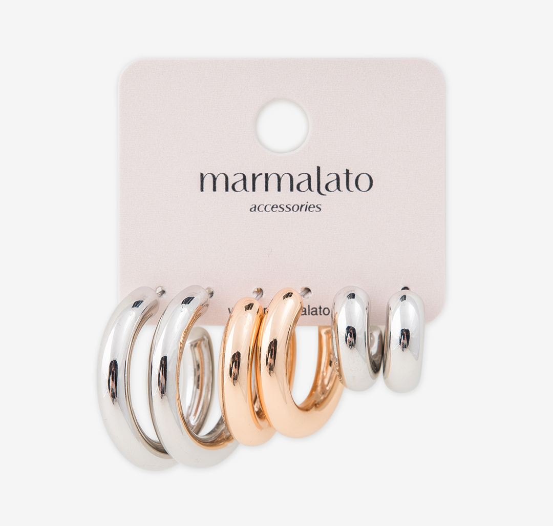 Набор серег (3 пары) Мармалато, цвет Серебро-золото #1