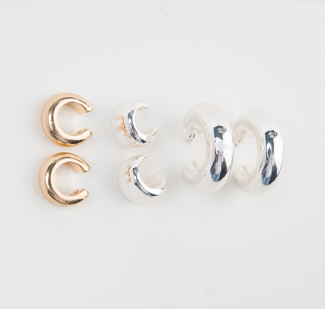 Набор (каффы 4 шт, серьги 1 пара) Мармалато, цвет Серебро-золото #1