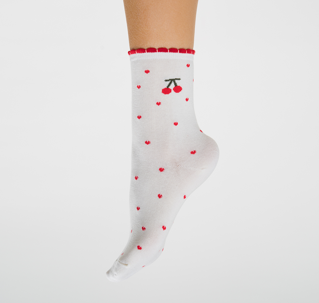 Носки (1 пара) Мармалато, цвет Молочный-красный-зеленый #6