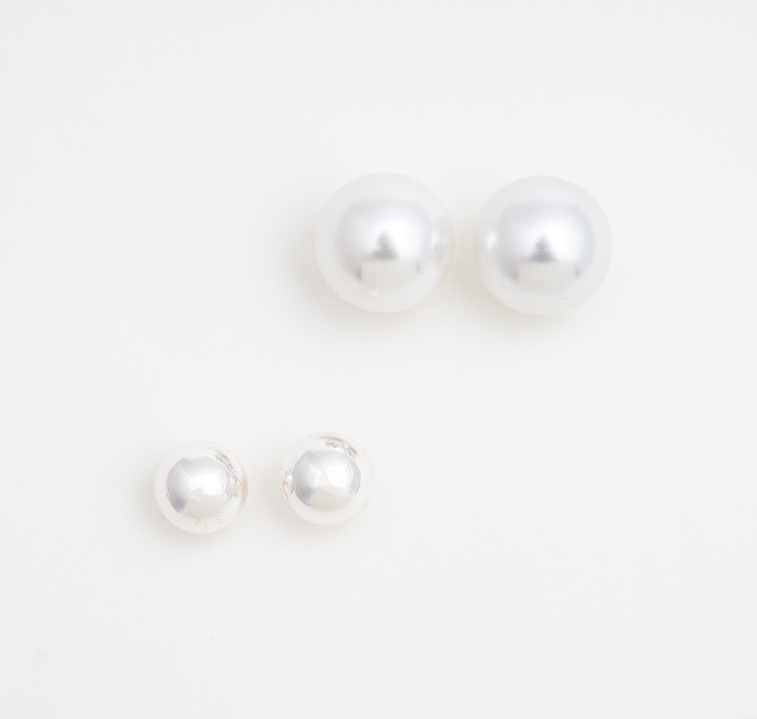 Набор серег (2 пары) Мармалато, цвет Жемчуг-белое серебро #1