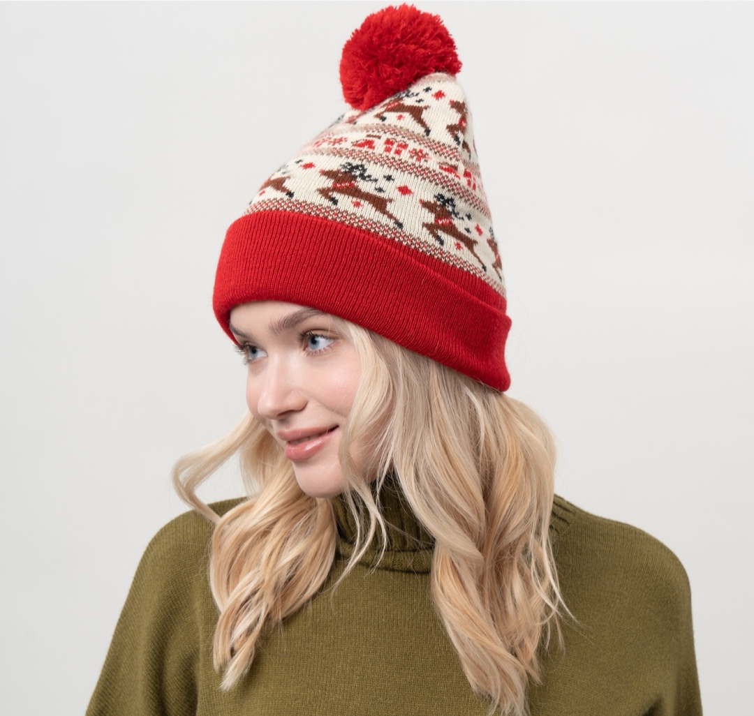 Шапка Мармалато, цвет Красный-бежевый-коричневый #4