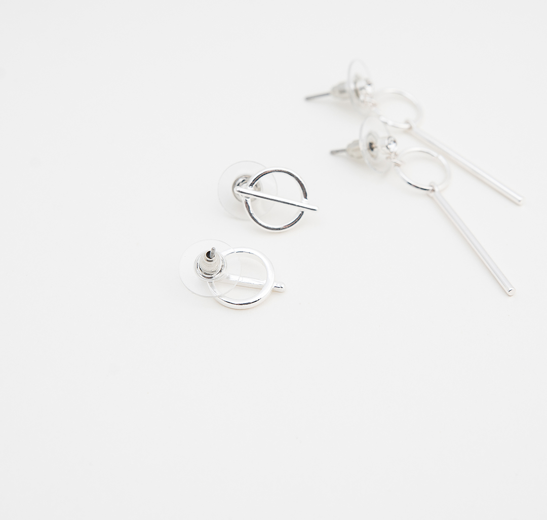 Набор серег (6 пар) Мармалато, цвет Белое серебро-прозрачный #2