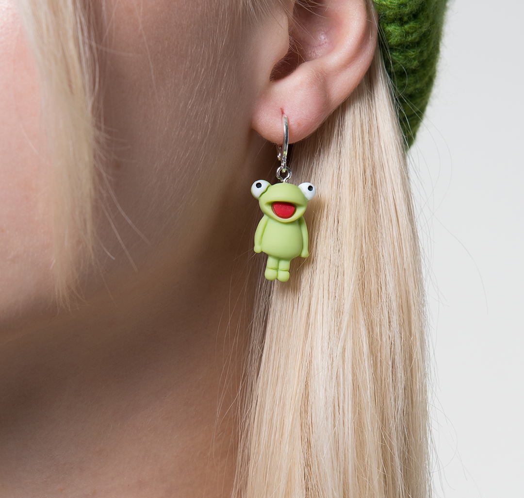 Серьги Мармалато, цвет Зеленый-черный-белое серебро #3