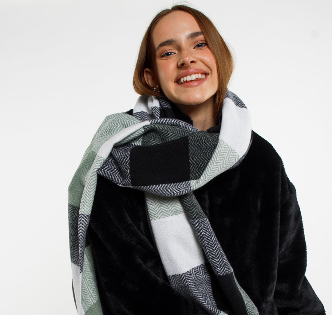 Палантин Мармалато, цвет Мятный-серый-молочный #1