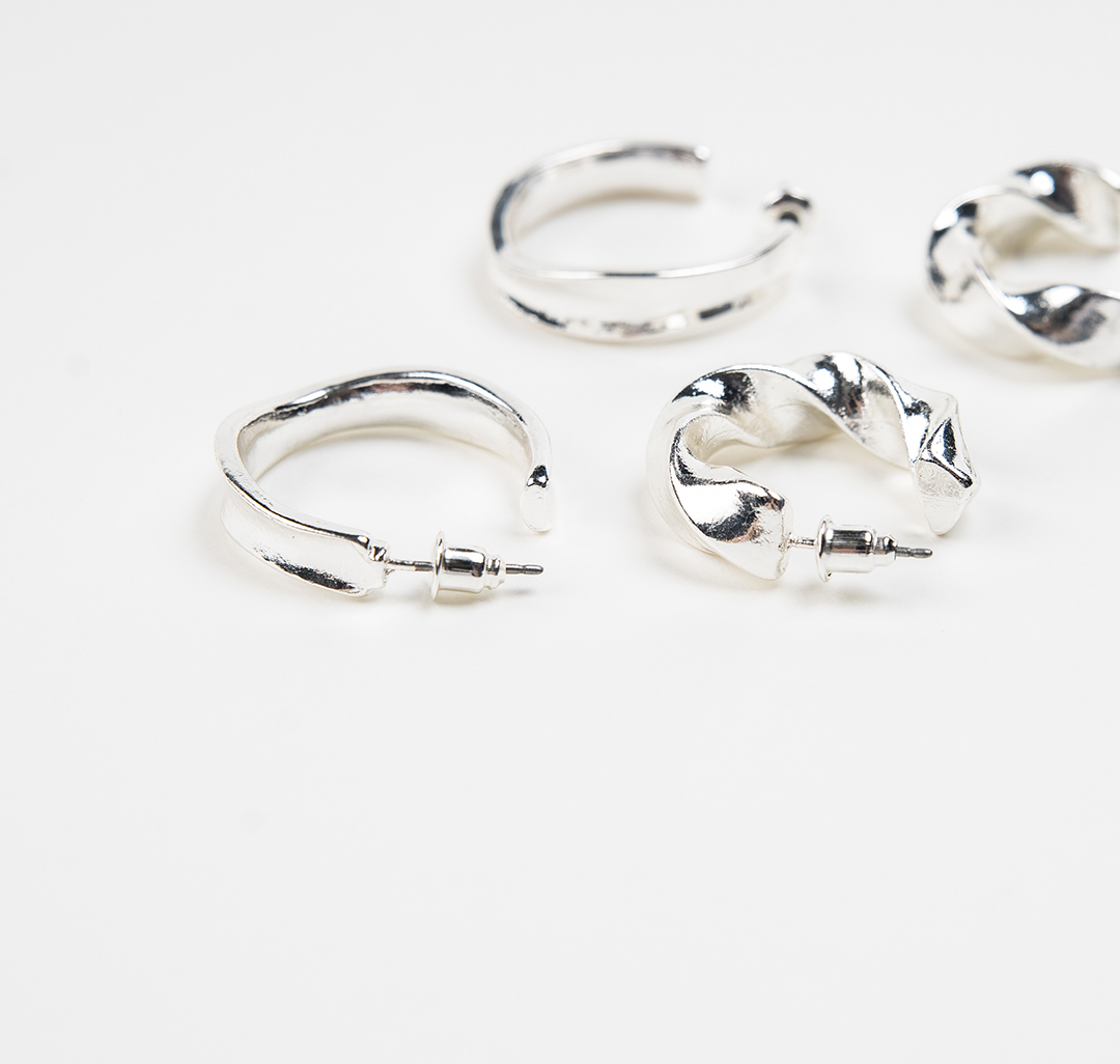 Набор серег (2 пары) Мармалато, цвет Белое серебро #2