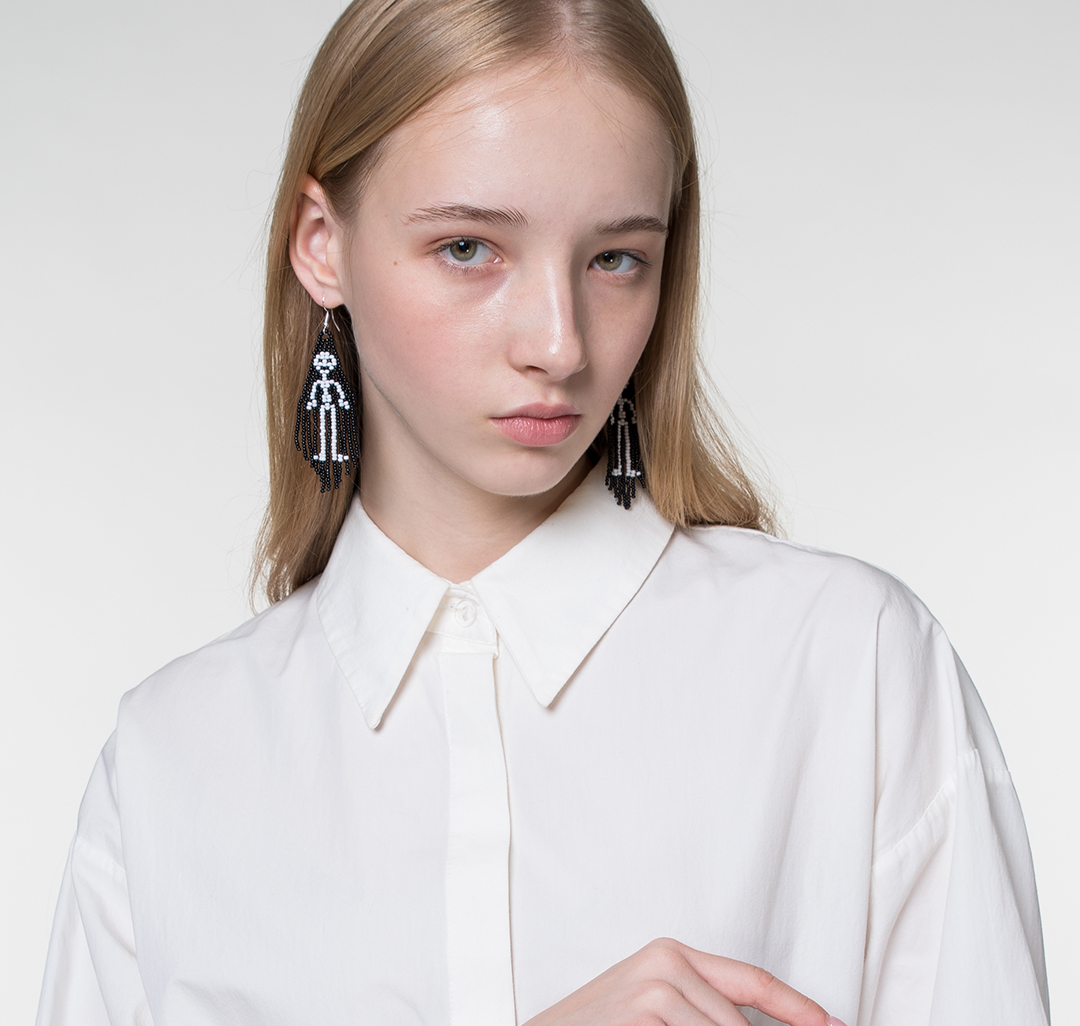 Серьги Мармалато, цвет Черный-белый-белое серебро #2