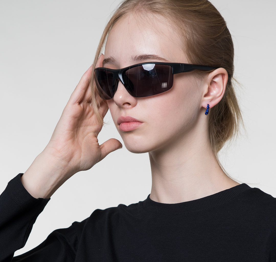 Набор серег (3 пары) Мармалато, цвет Черный-белое серебро-синий #2