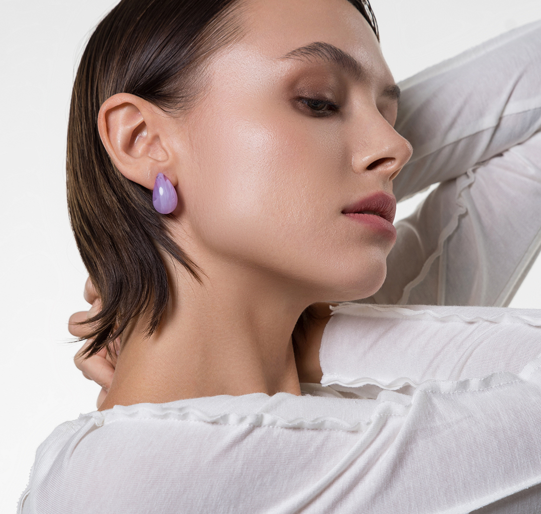 Набор серег (2 пары) Мармалато, цвет Лиловый-белый-прозрачный #3