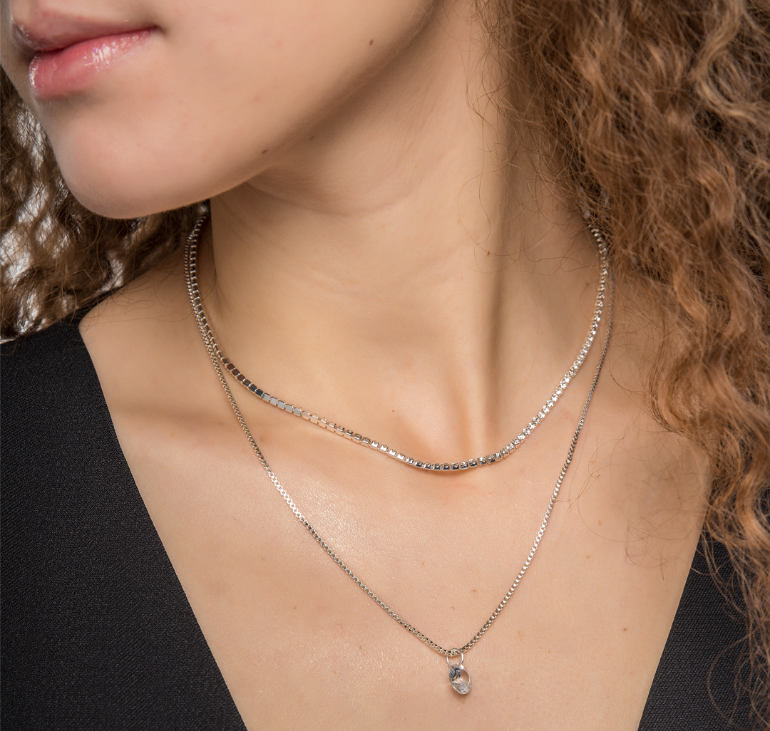 Набор колье (2 шт) Мармалато, цвет Серебро-прозрачный #3