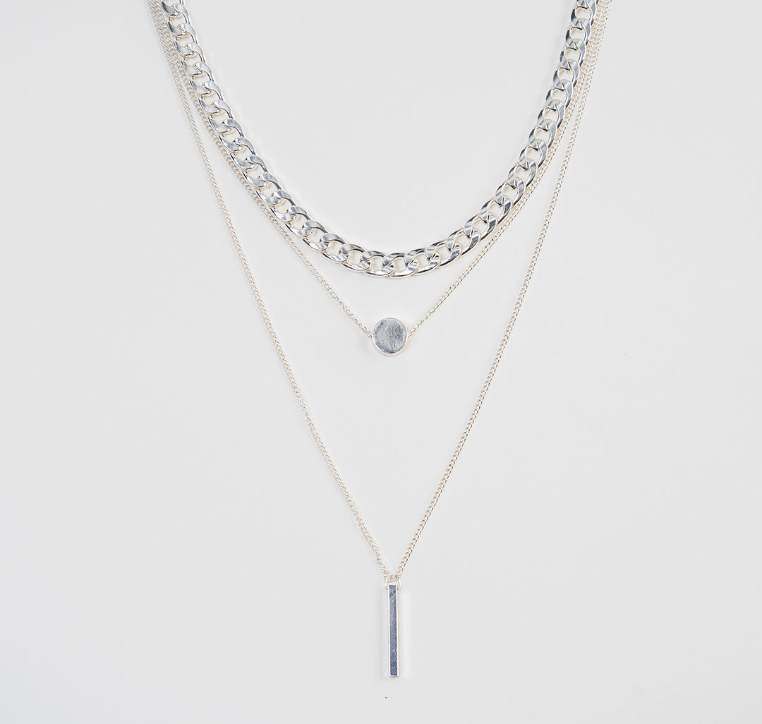 Набор колье (2 шт) Мармалато, цвет Белое серебро #1