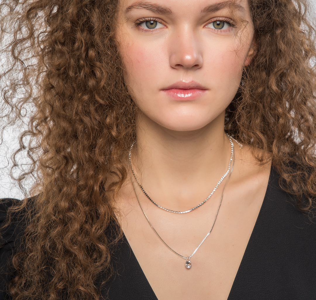 Набор колье (2 шт) Мармалато, цвет Серебро-прозрачный #2