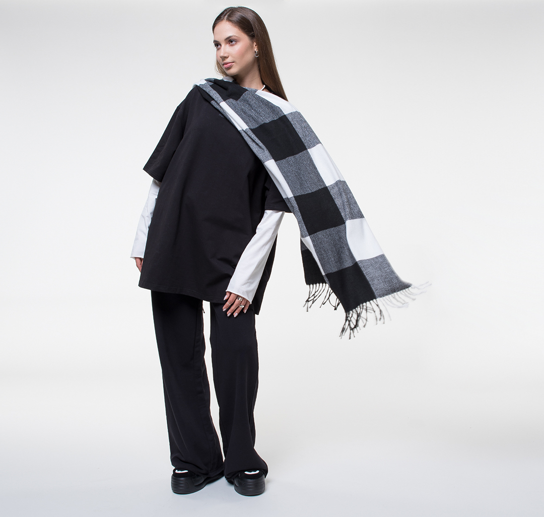 Палантин Мармалато, цвет Белый-серый-черный #1